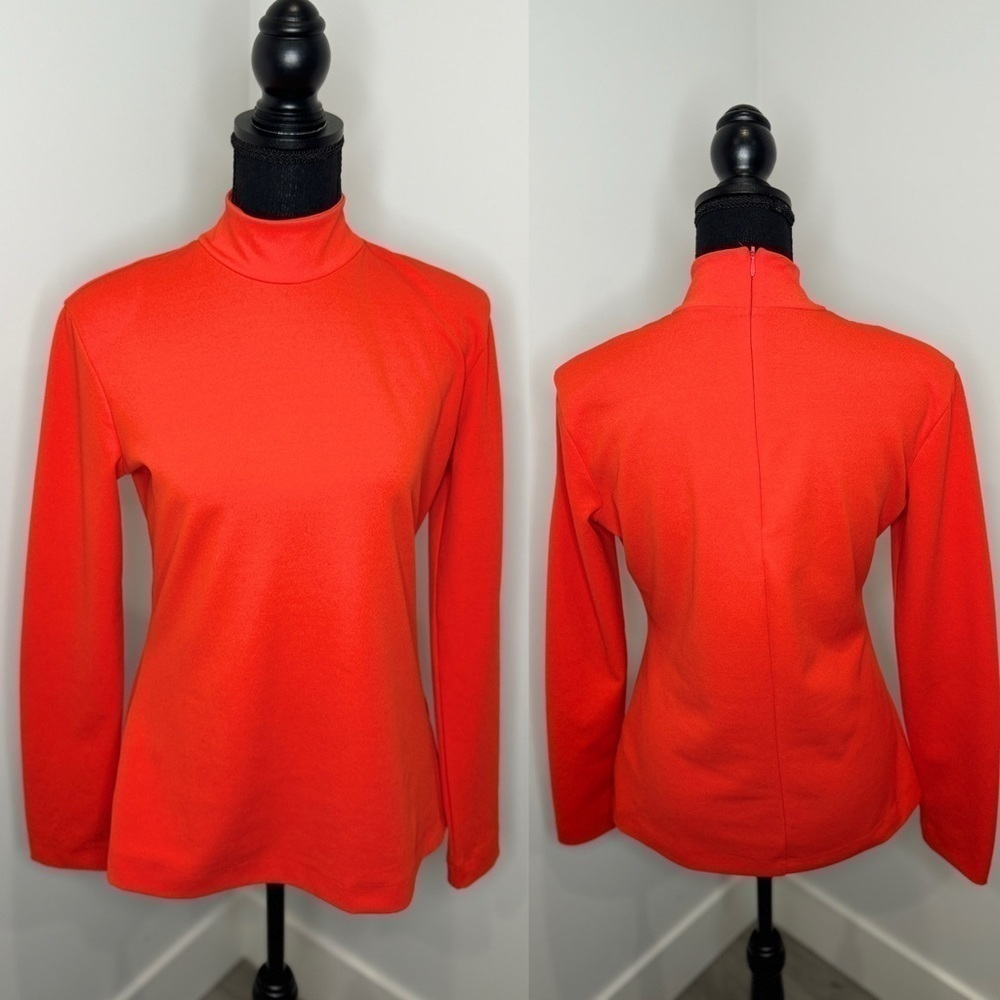 H&M Orange Cowl Neck Long Sleeve Shoulder Pads Top (M)